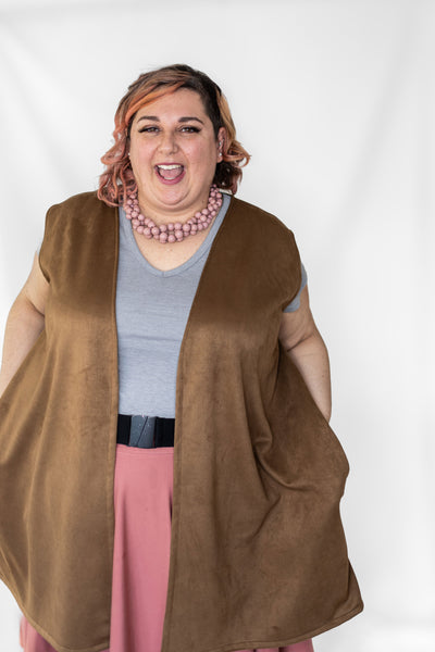 Long Faux Suede Vest