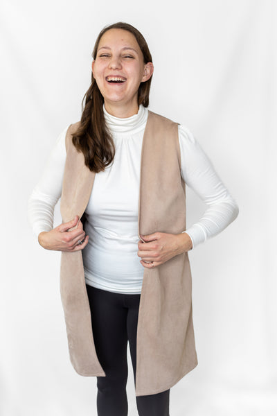 Long Faux Suede Vest