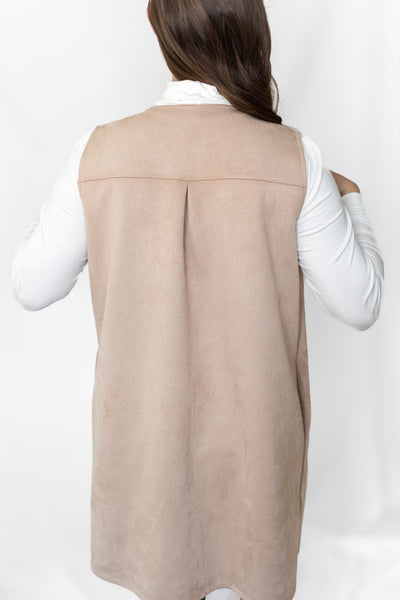 Long Faux Suede Vest