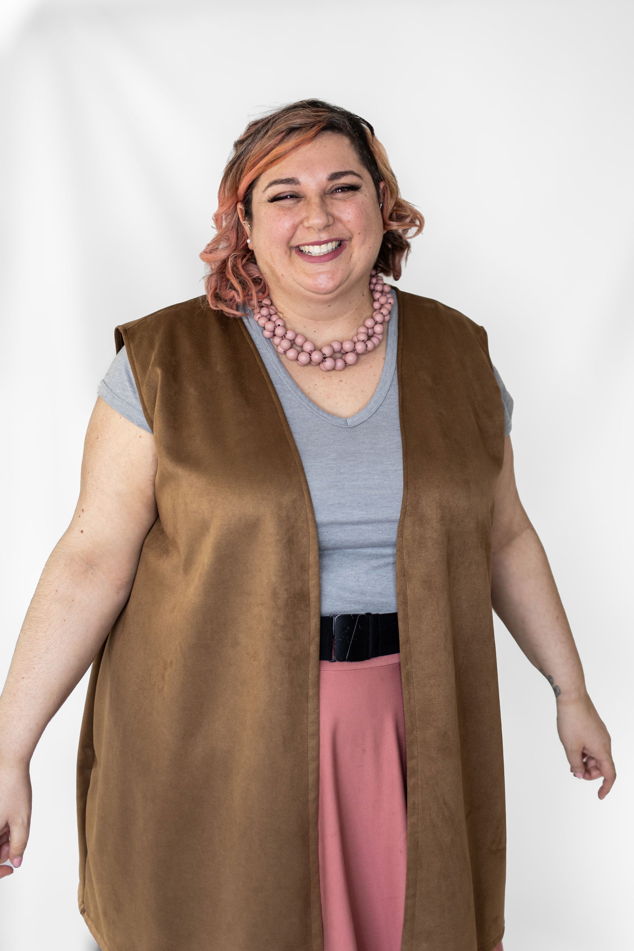 Long Faux Suede Vest