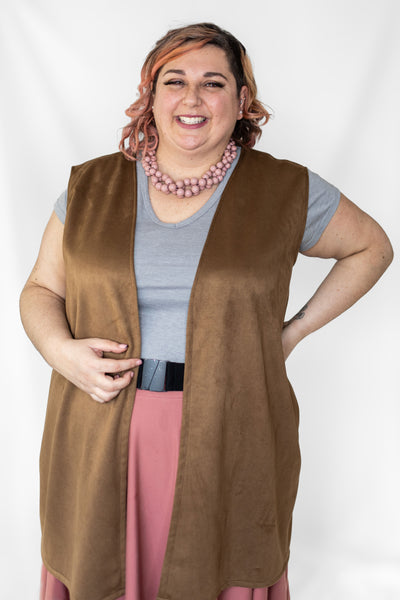 Long Faux Suede Vest