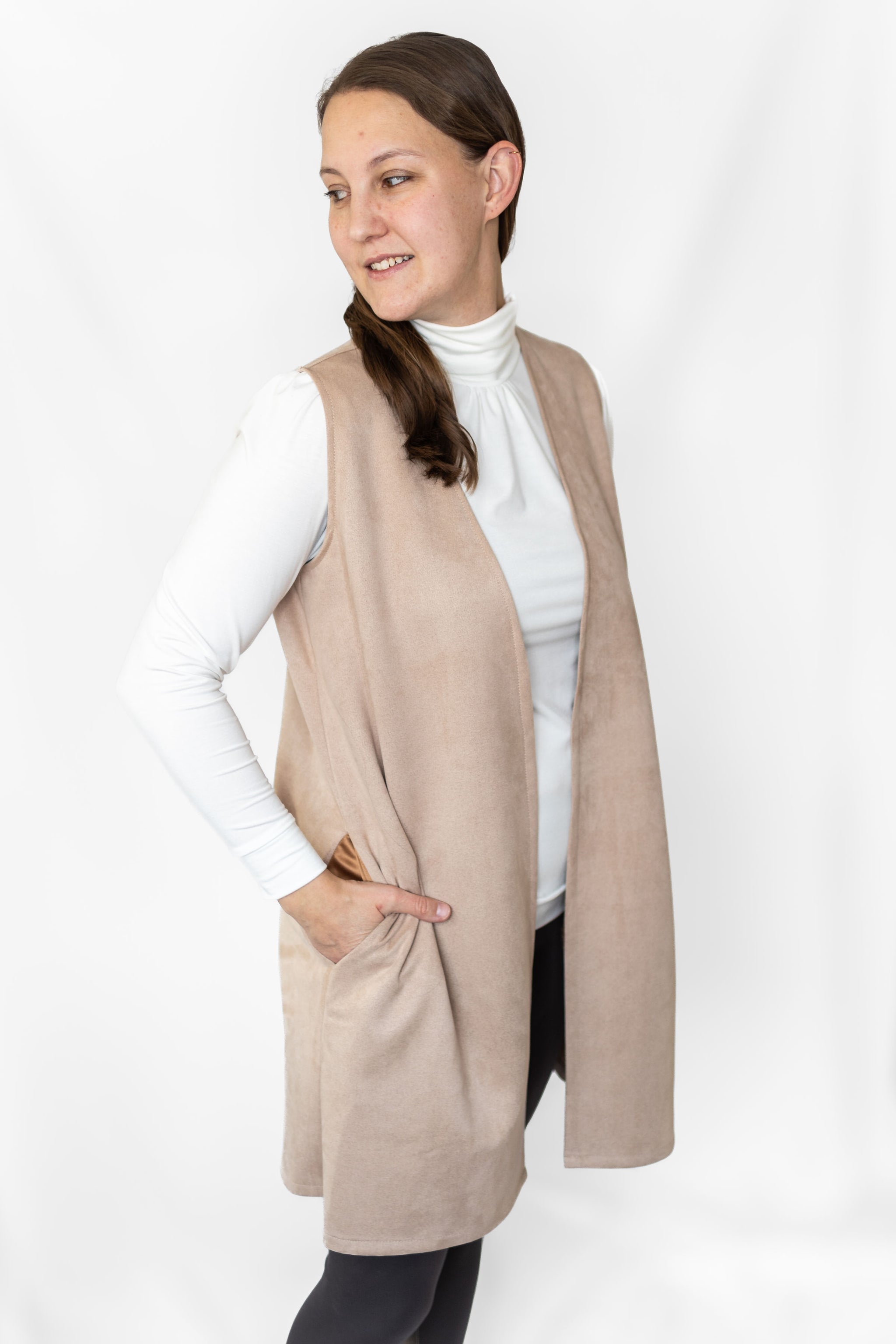 Long Faux Suede Vest