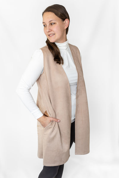 Long Faux Suede Vest